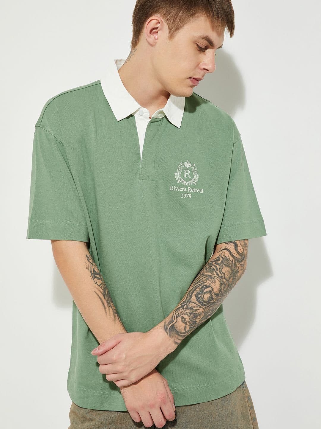 max Brand Logo Printed Pure Cotton Polo Collar T-Shirt - view 1