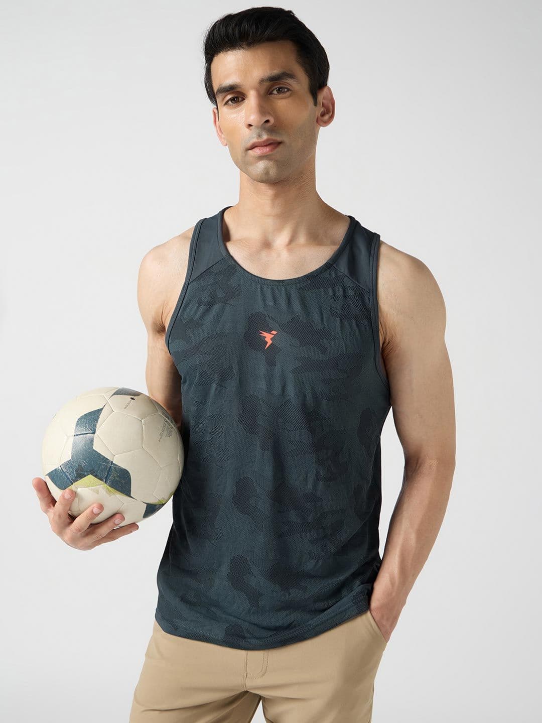 Technosport Men Colorblock Slim Fit Round Neck Sports Innerwear Vest with VENTMESH - view 1