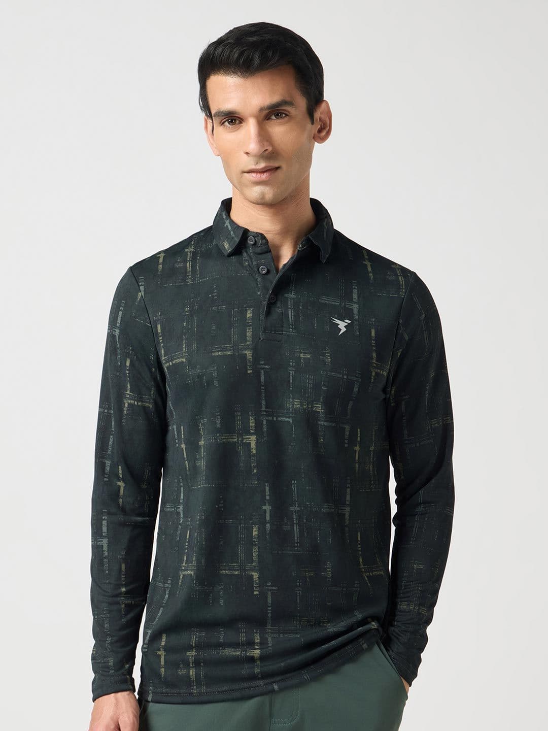 Technosport Abstract Printed Slim Fit Spread Collar Rapid-Dry T-shirt - view 1