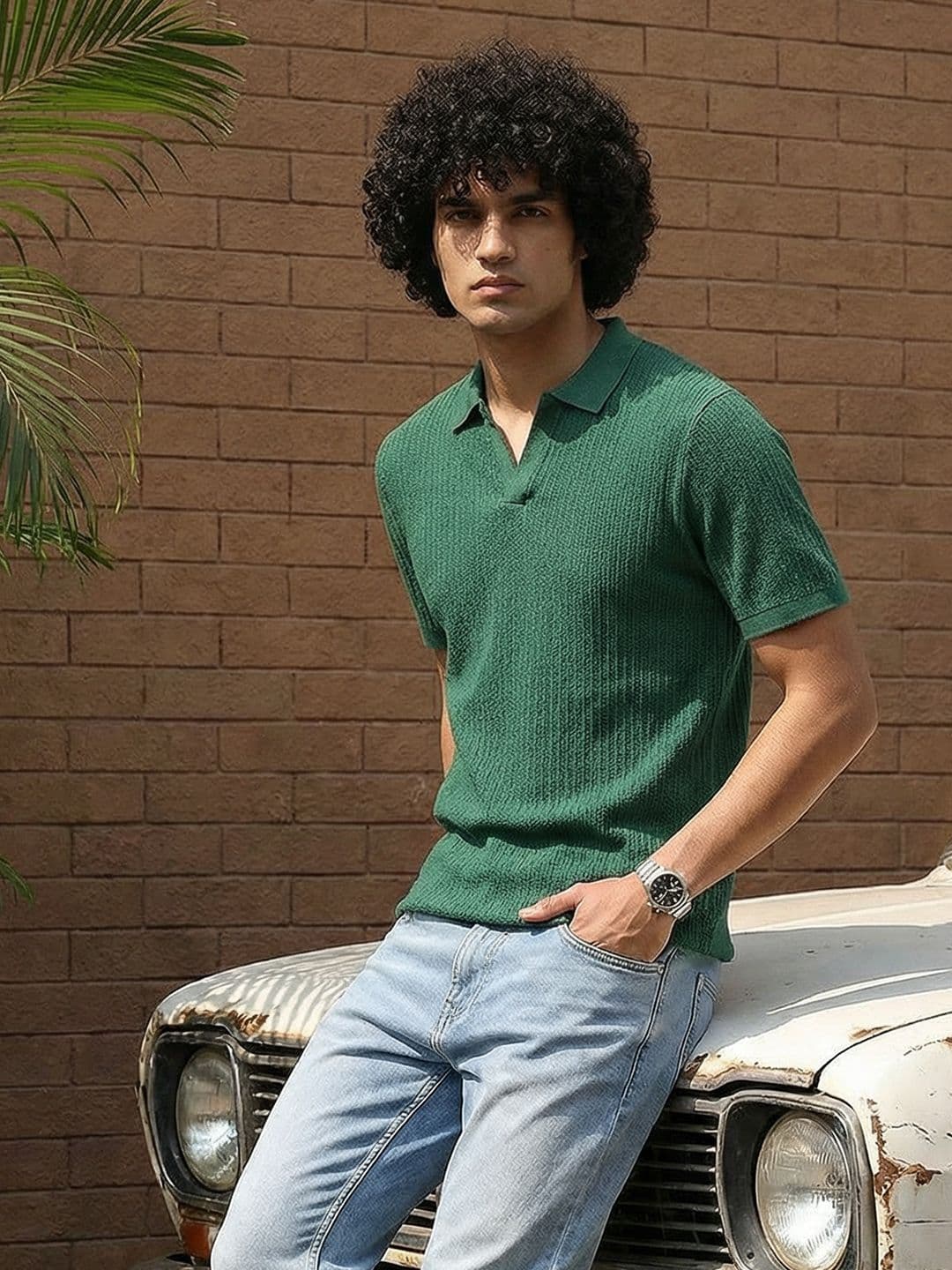 The Roadster Lifestyle Co. Textured Polo Collar T-shirt - view 1
