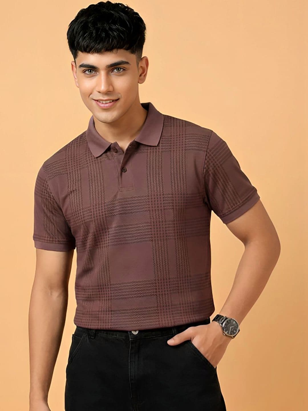 CLOUD COTTON Men Printed Polo Collar T-shirt - view 1