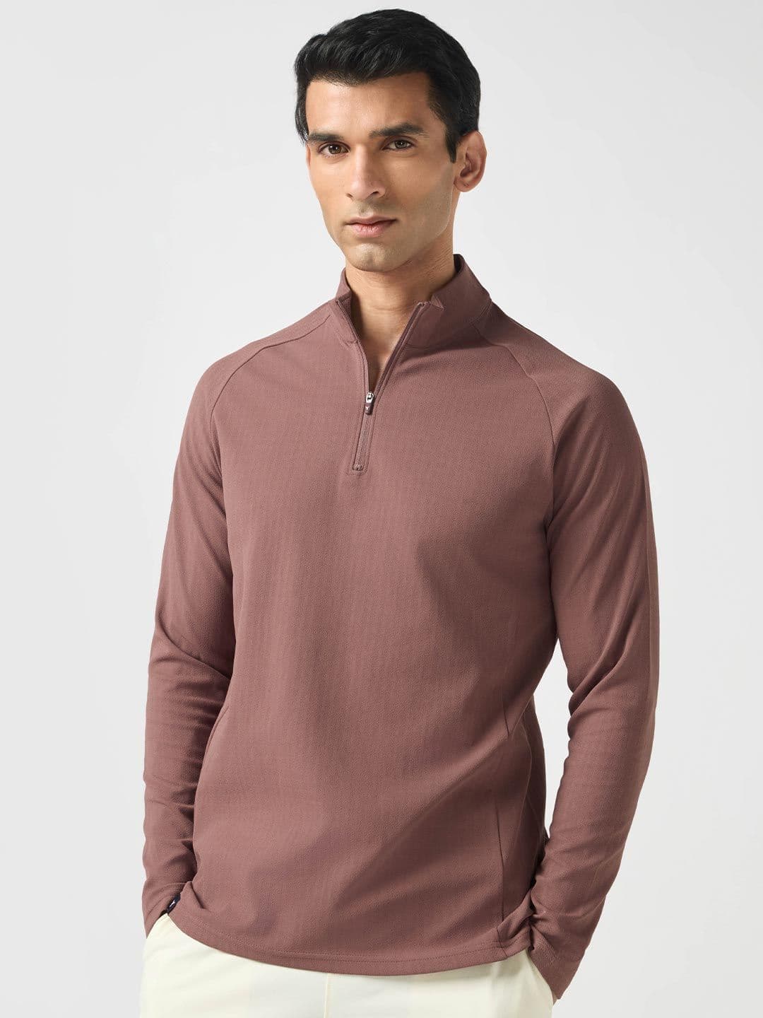 Technosport Self Design Mock Collar Long Sleeves Rapid-Dry Slim Fit T-shirt - view 1