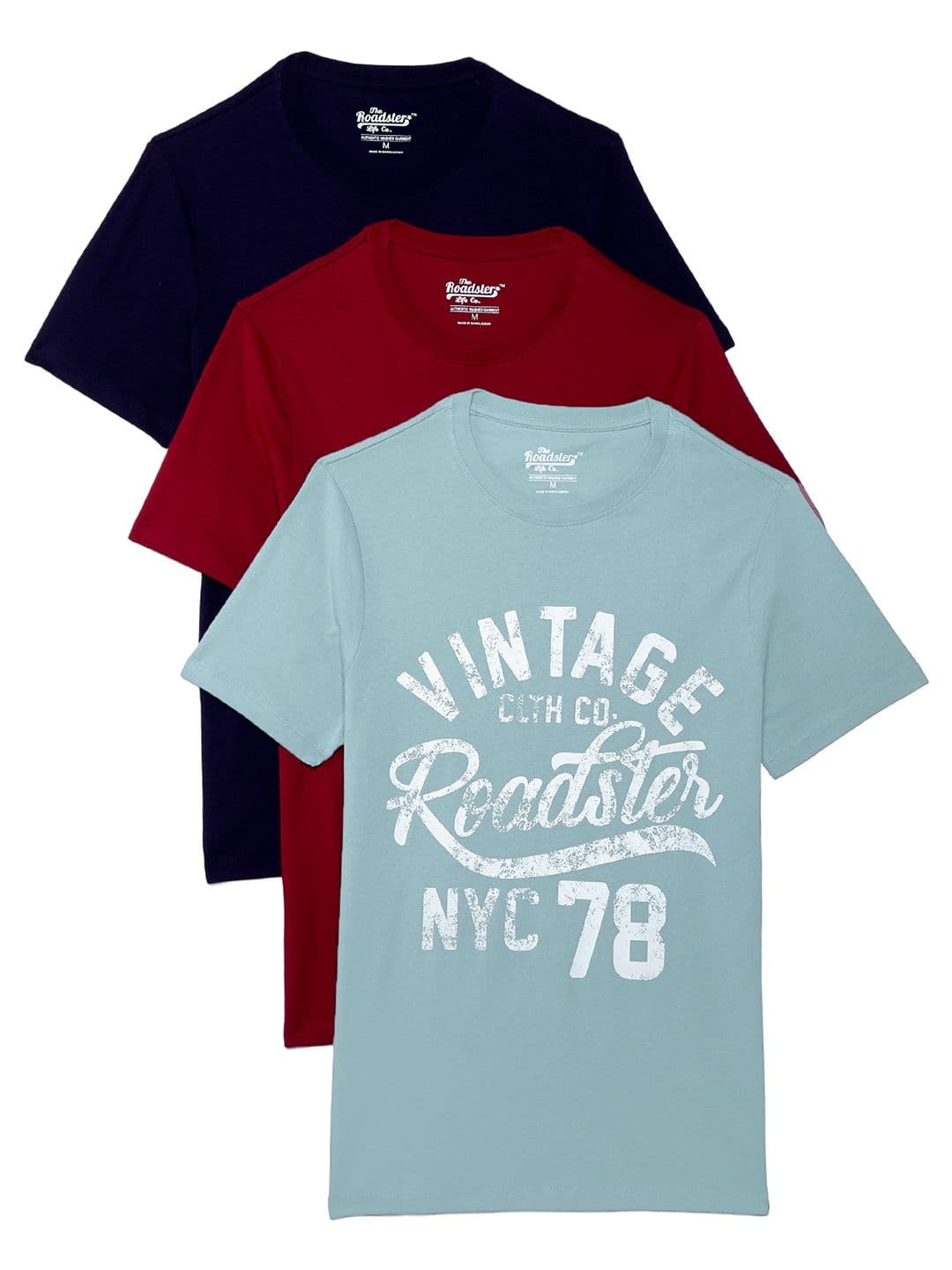 Roadster Men Pack of 3 Cotton Round Neck Printed T-Shirt - view 1