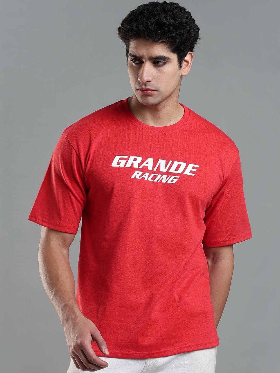 LEWEL Men Graphic Printed Round Neck Cotton Oversized T-shirt - view 1