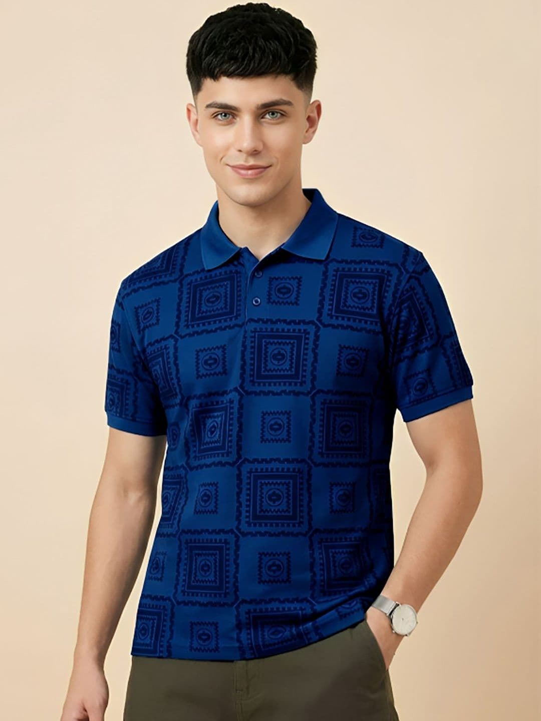CLOUD COTTON Men Printed Polo Collar T-shirt - view 1