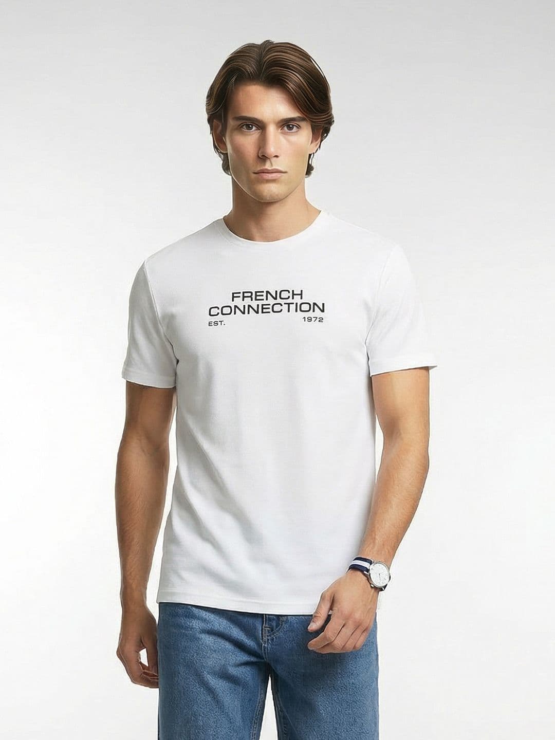 French Connection Typography Printed Pure Cotton T-shirt - view 1