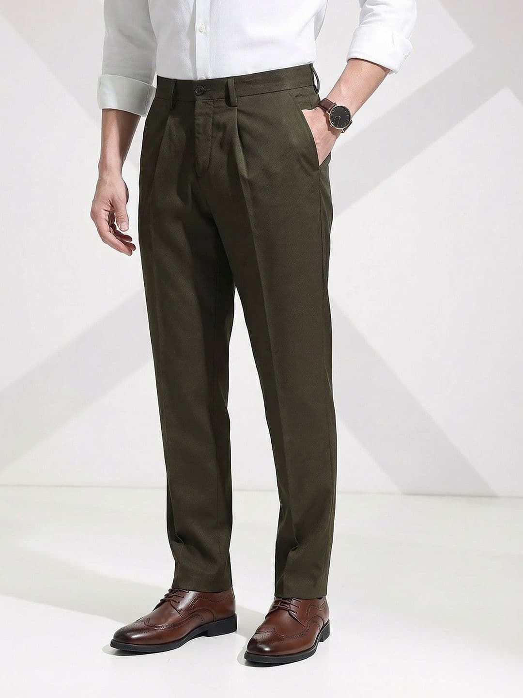 encore by INVICTUS Men Slim Fit Pleated Formal Trousers - view 1