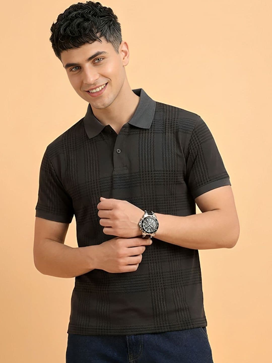 CLOUD COTTON Men Printed Polo Collar T-shirt - view 1