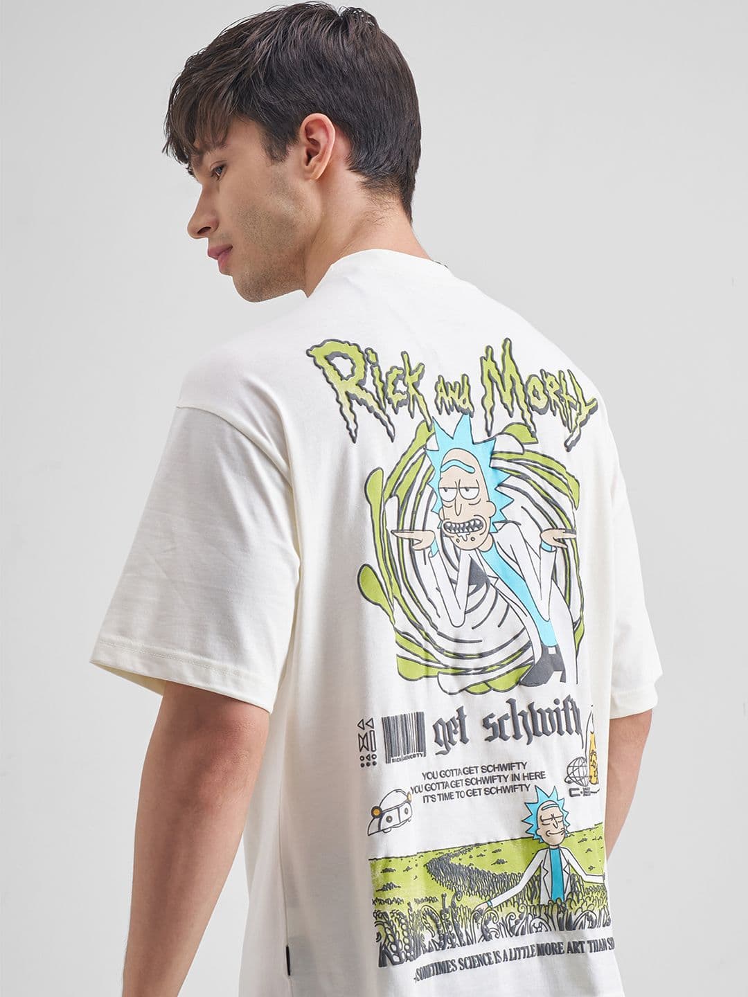 HIGHLANDER Men Warner Bros Rick & Morty Printed Oversized Drop Shoulder T-shirt - view 1