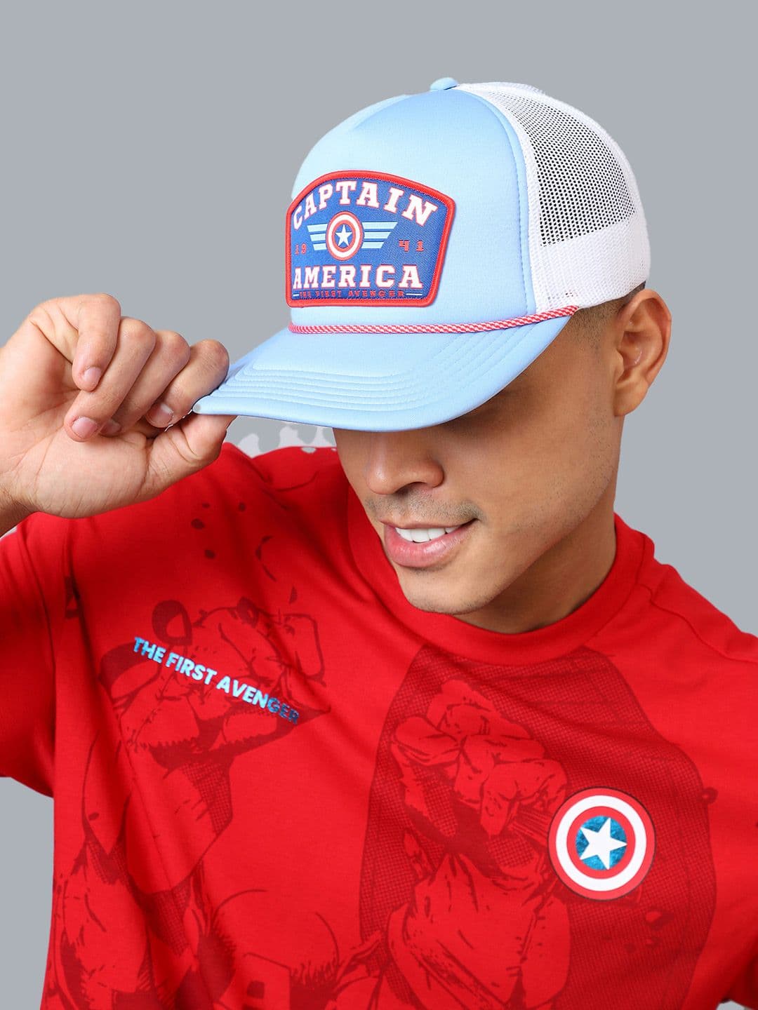 Free Authority Men Captain America Printed Cotton Snapback Cap - view 1