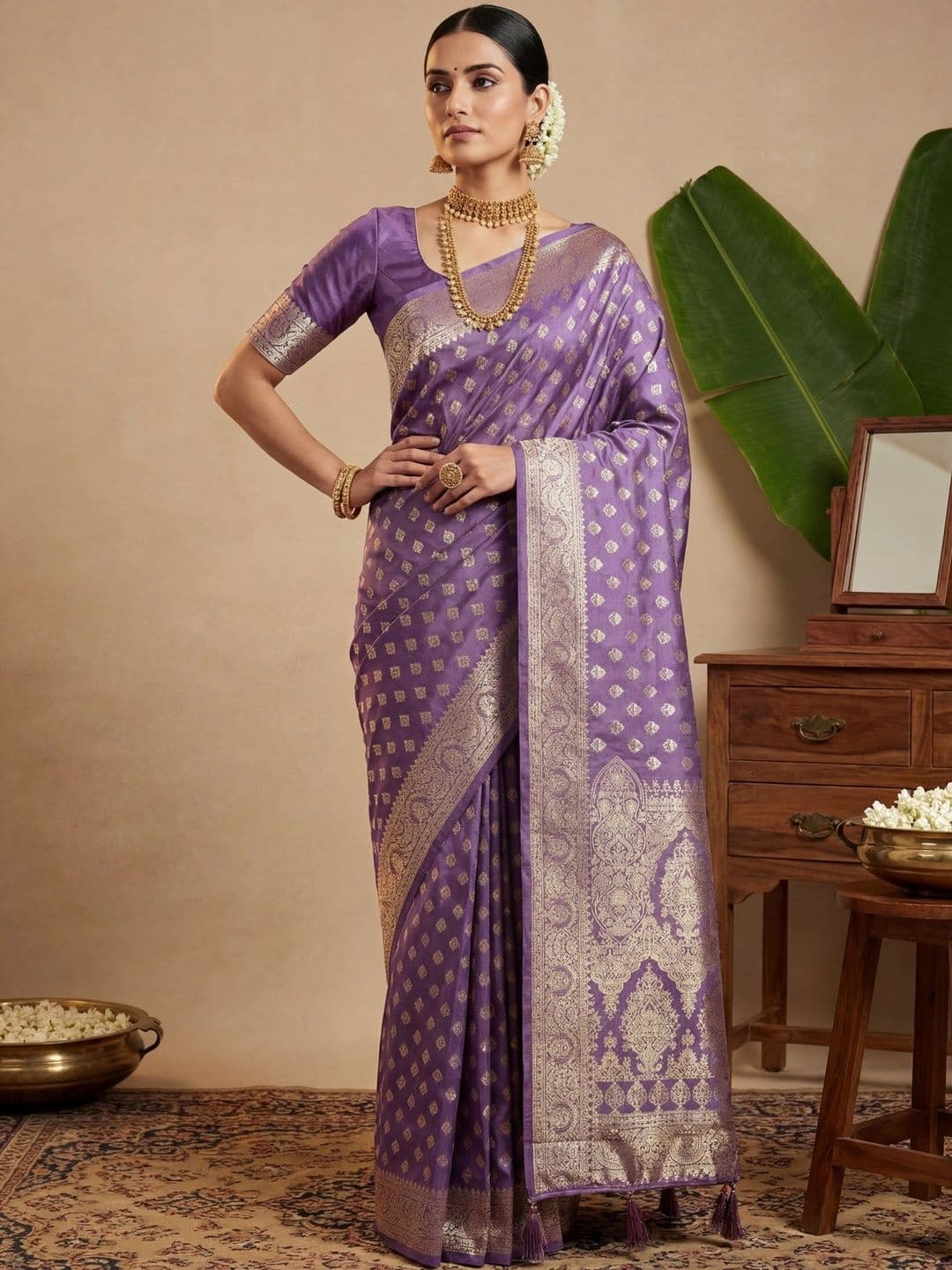 House of Pataudi Women Ethnic Motifs Woven Design Banarasi Sarees - view 1