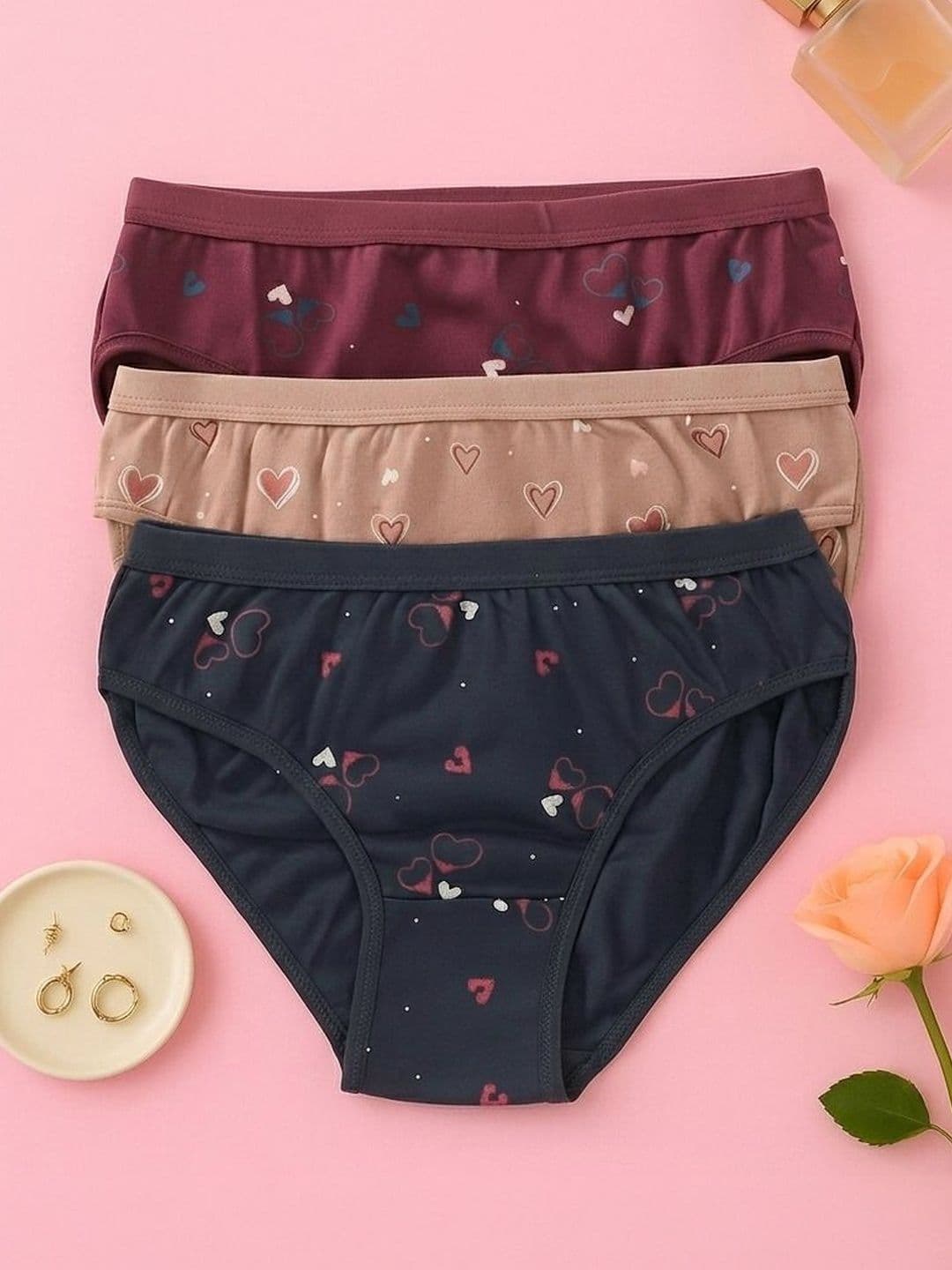 Nakshu Women Pack of 3 Printed Seamless Assorted Cotton Hipster Briefs - view 1