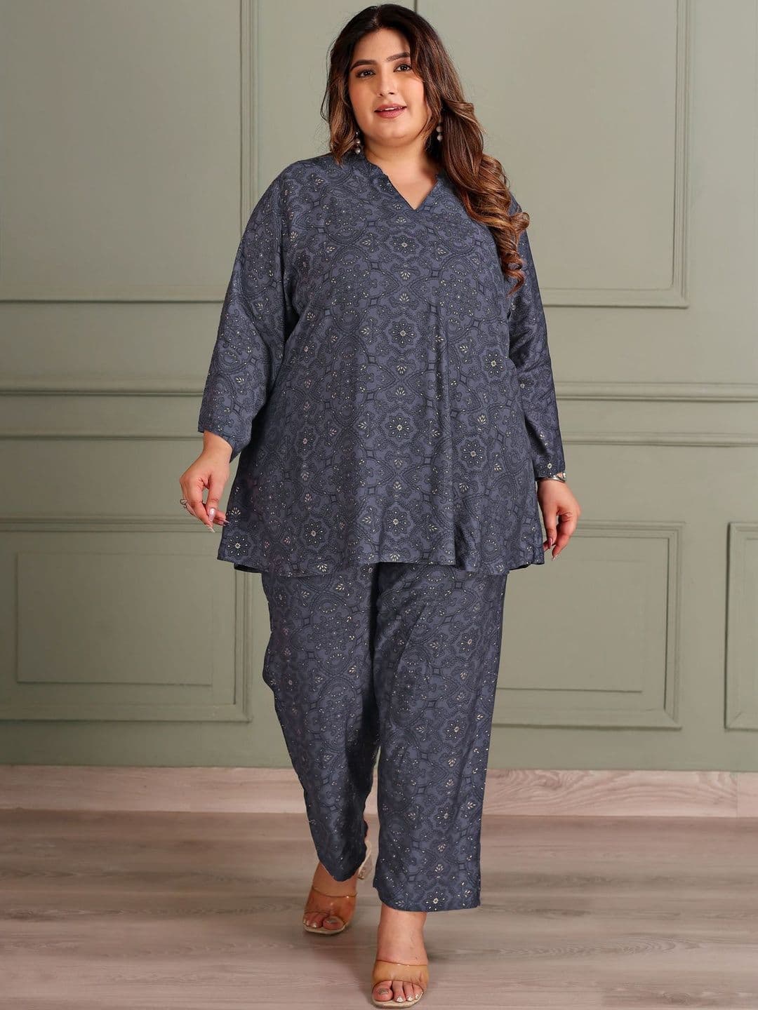 TITTLI Women Plus Size All Over Printed Tunic and Trouser Co Ord Set - view 1