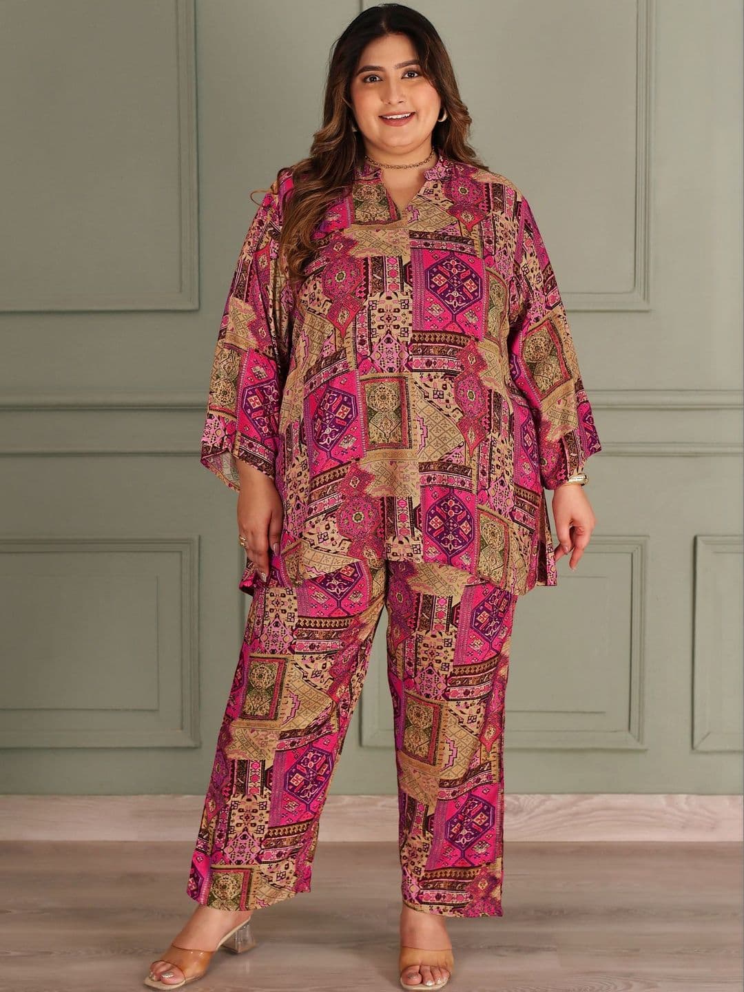 TITTLI Women Plus Size All Over Printed Tunic and Trouser Co Ord Set - view 1