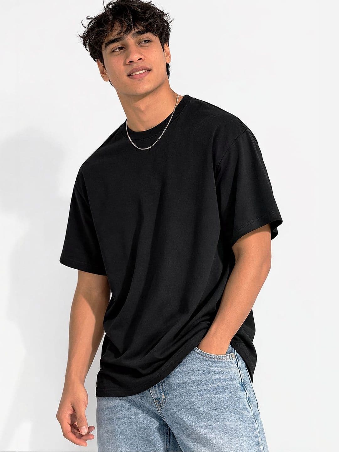 Mast & Harbour Men Round Neck Drop-Shoulder Sleeves Cotton T-shirt - view 1