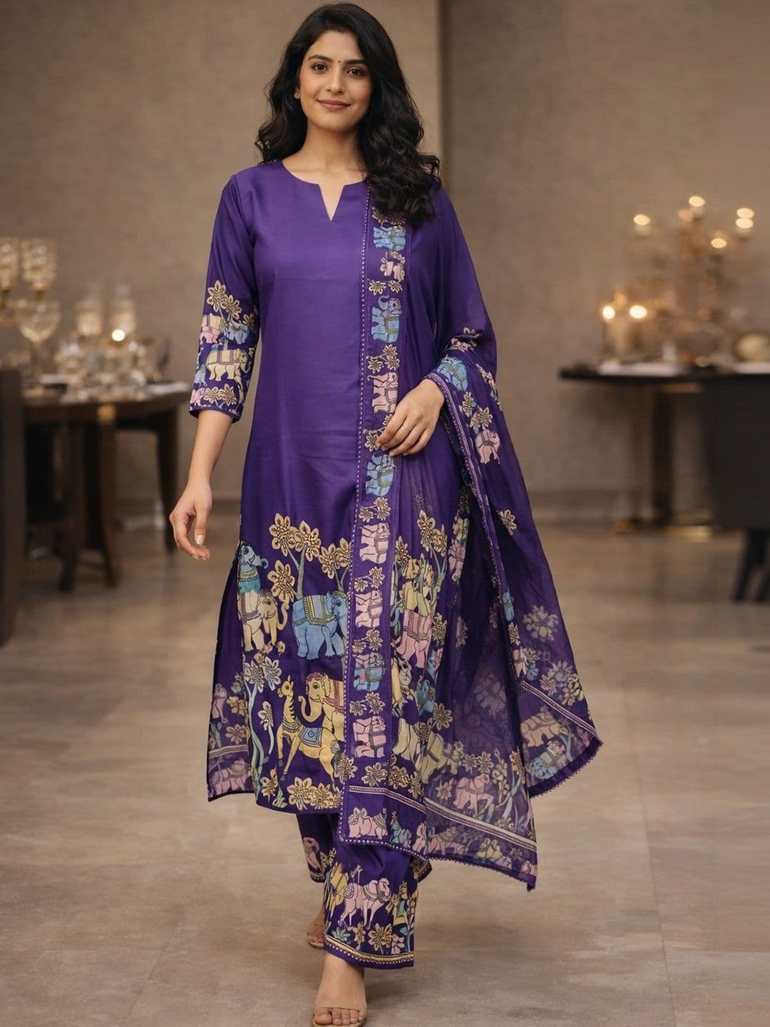 Anouk Women Animal Printed Regular Kurta with Trousers & With Dupatta - view 1