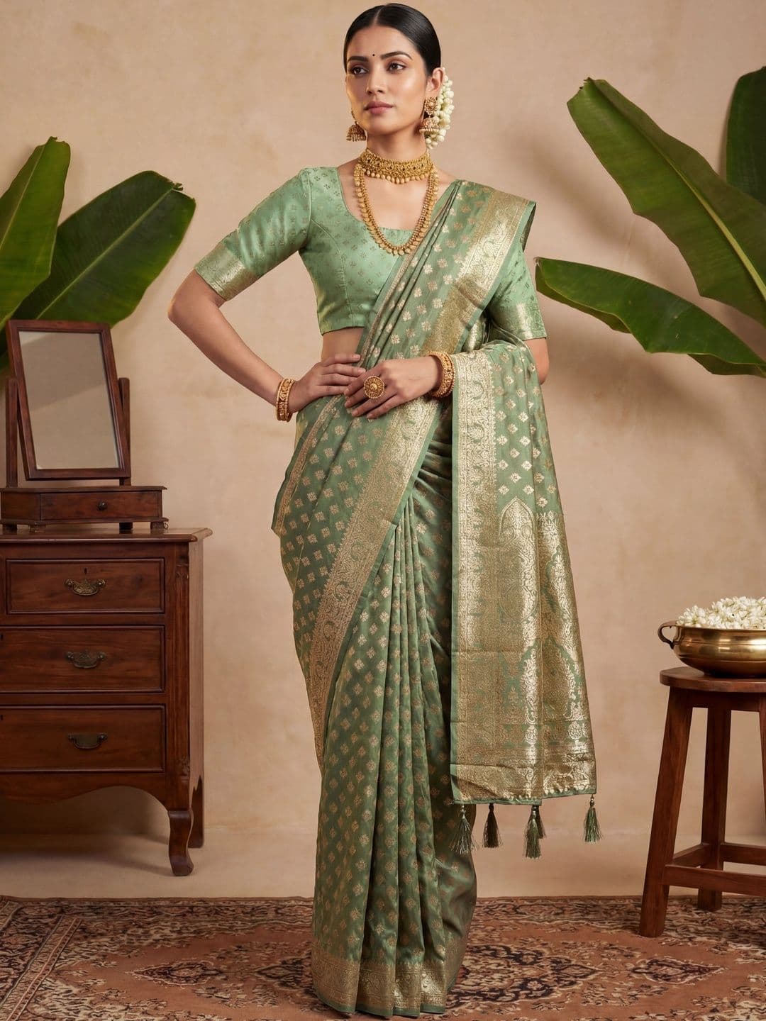 House of Pataudi Women Ethnic Motifs Woven Design Banarasi Sarees - view 1