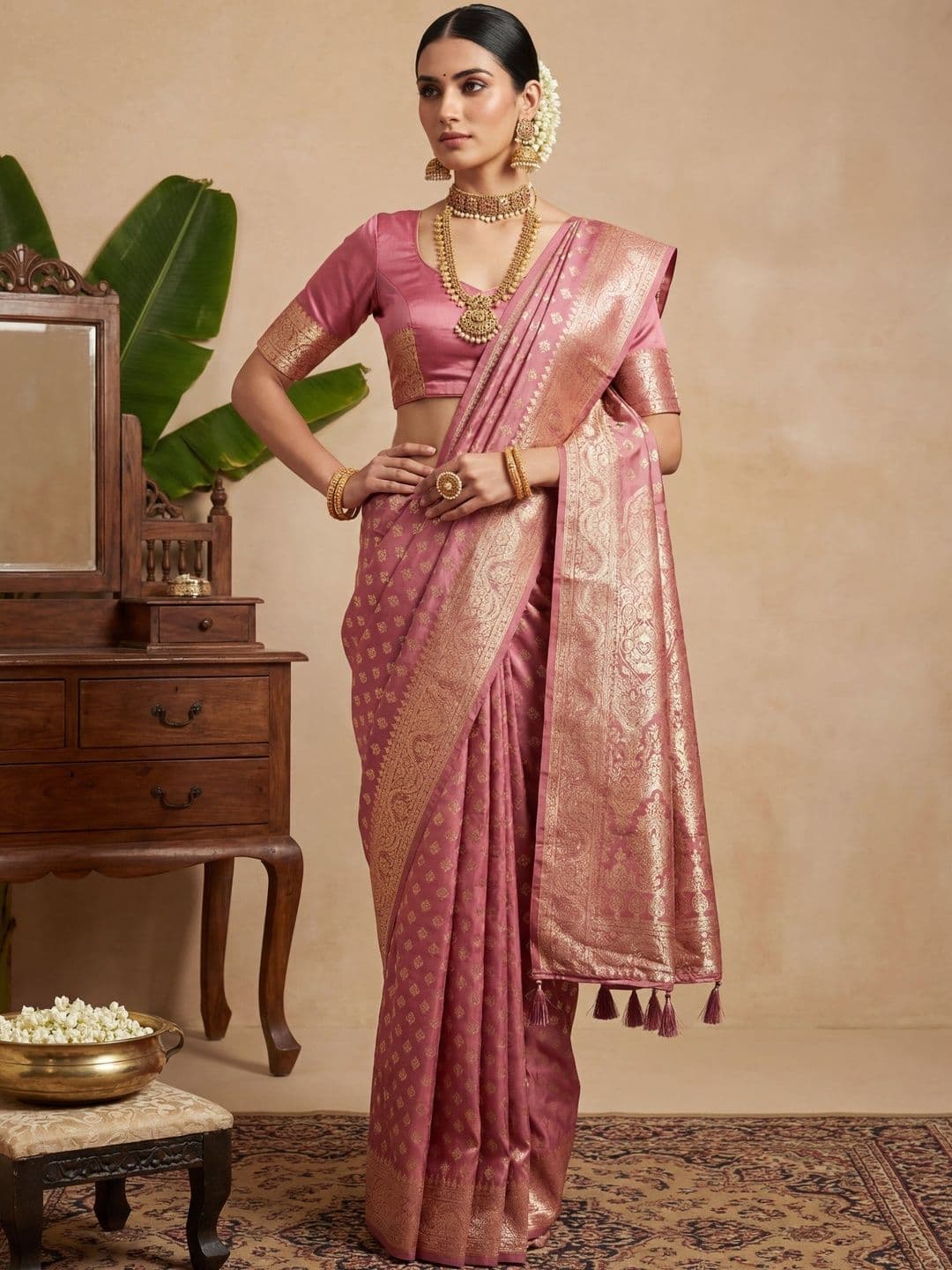 House of Pataudi Women Ethnic Motifs Woven Design Banarasi Sarees - view 1