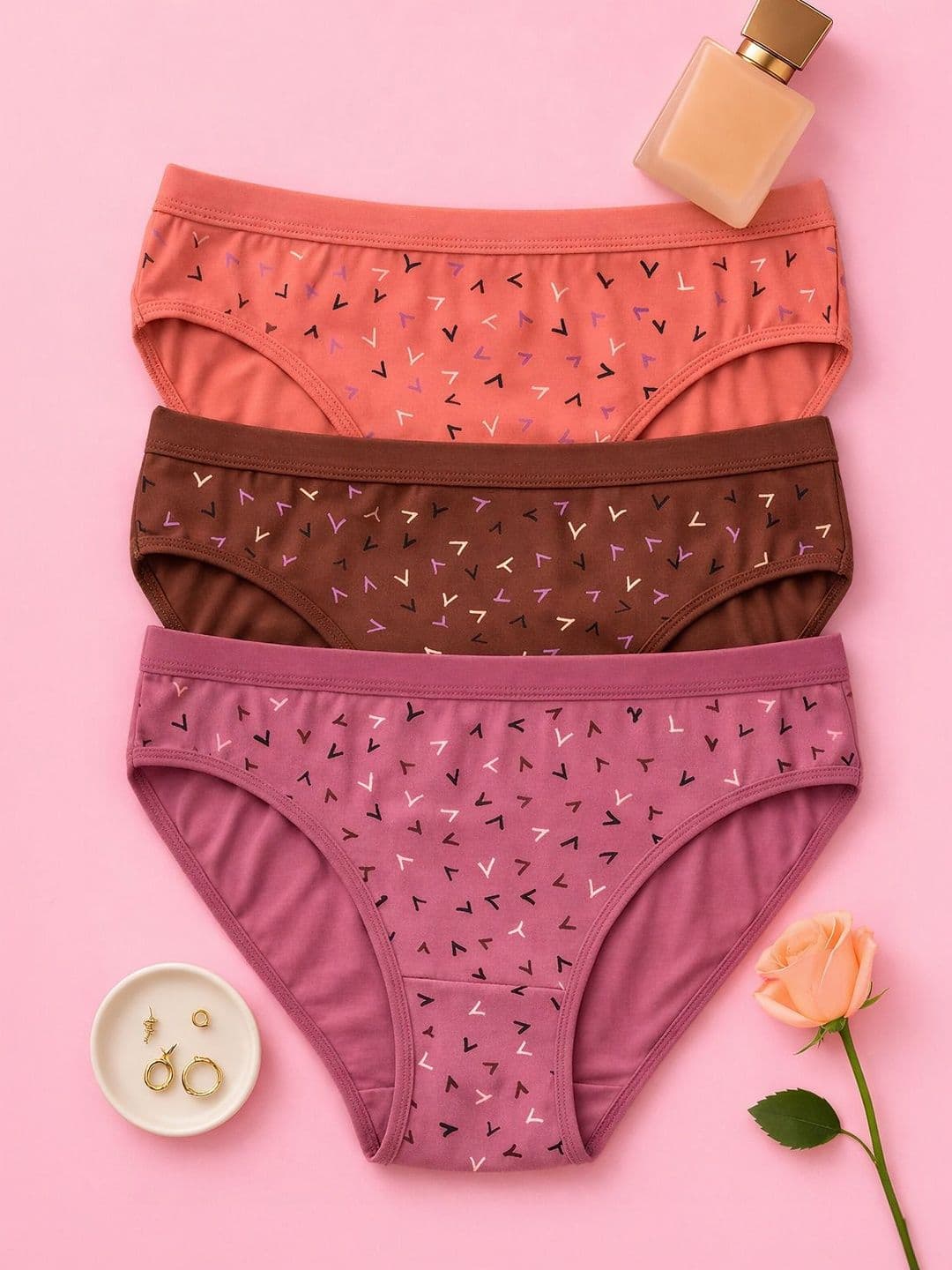 Nakshu Women Pack of 3 Printed Seamless Assorted Cotton Hipster Briefs - view 1