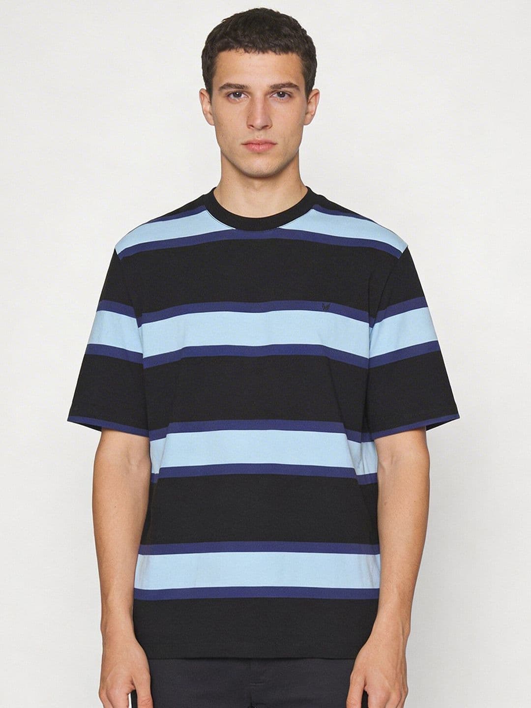 Blackberrys Striped Drop-Shoulder Sleeves Relaxed Cotton T-shirt - view 1