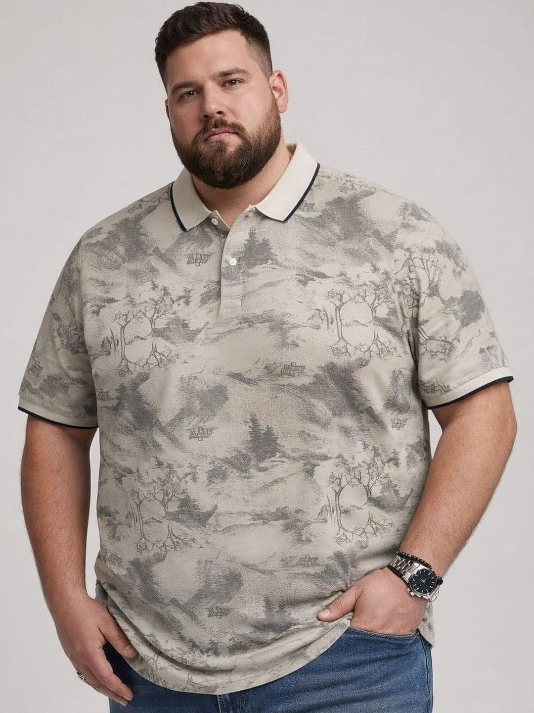AUSTIVO Men Grey Graphic Print Tshirts - view 1