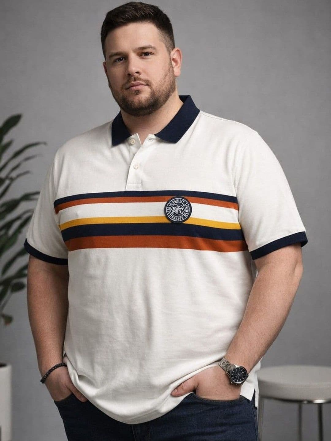 AUSTIVO Men White Colourblock Tshirts - view 1