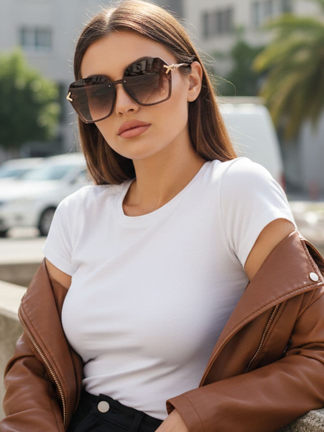 HASHTAG EYEWEAR Women Hexagonal Oversized Sunglasses With UV Protected Lens G-15062-brown - view 1