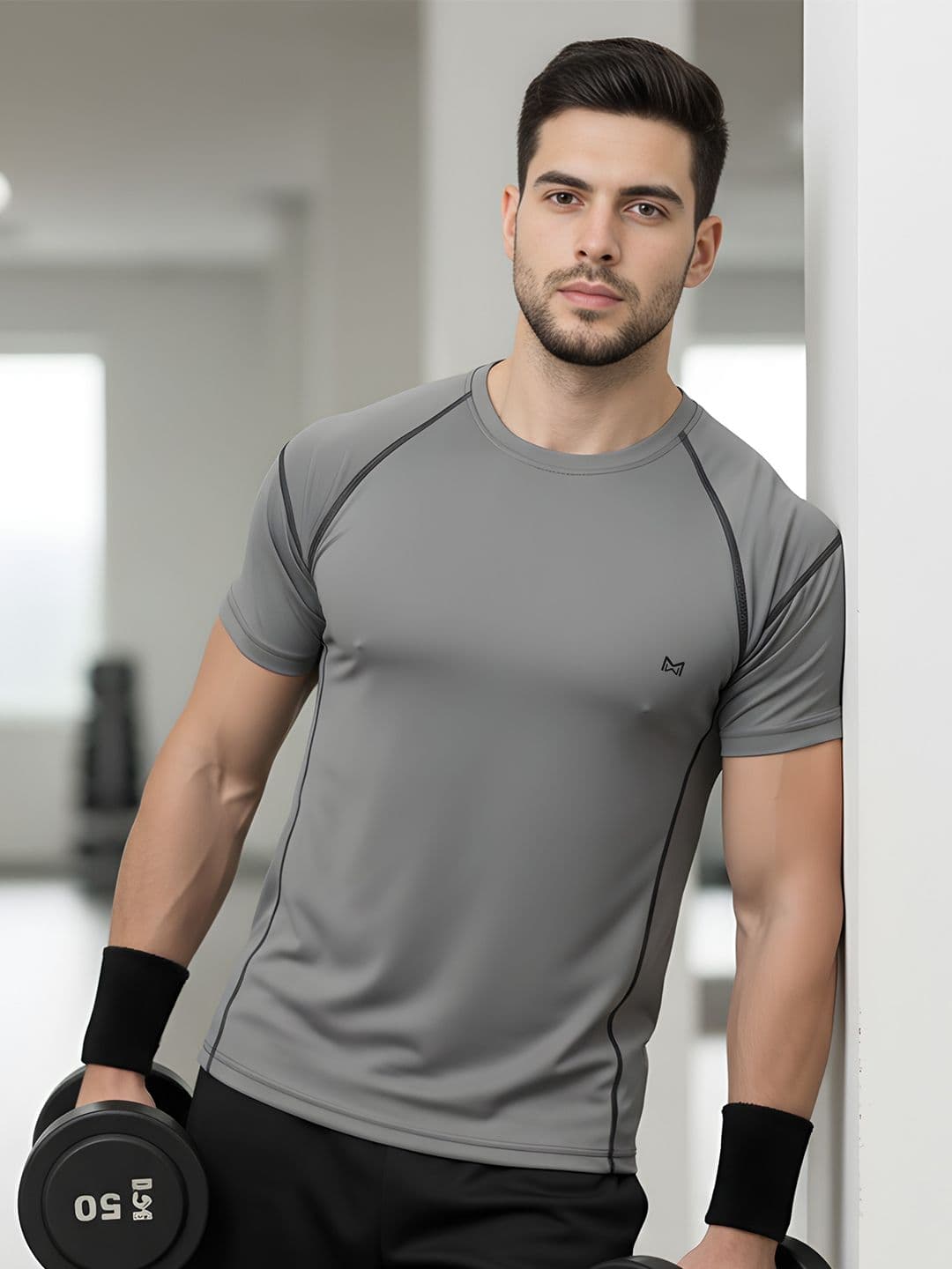 White Moon Round Neck Raglan Sleeves Regular Fit Gym T-shirt - view 1