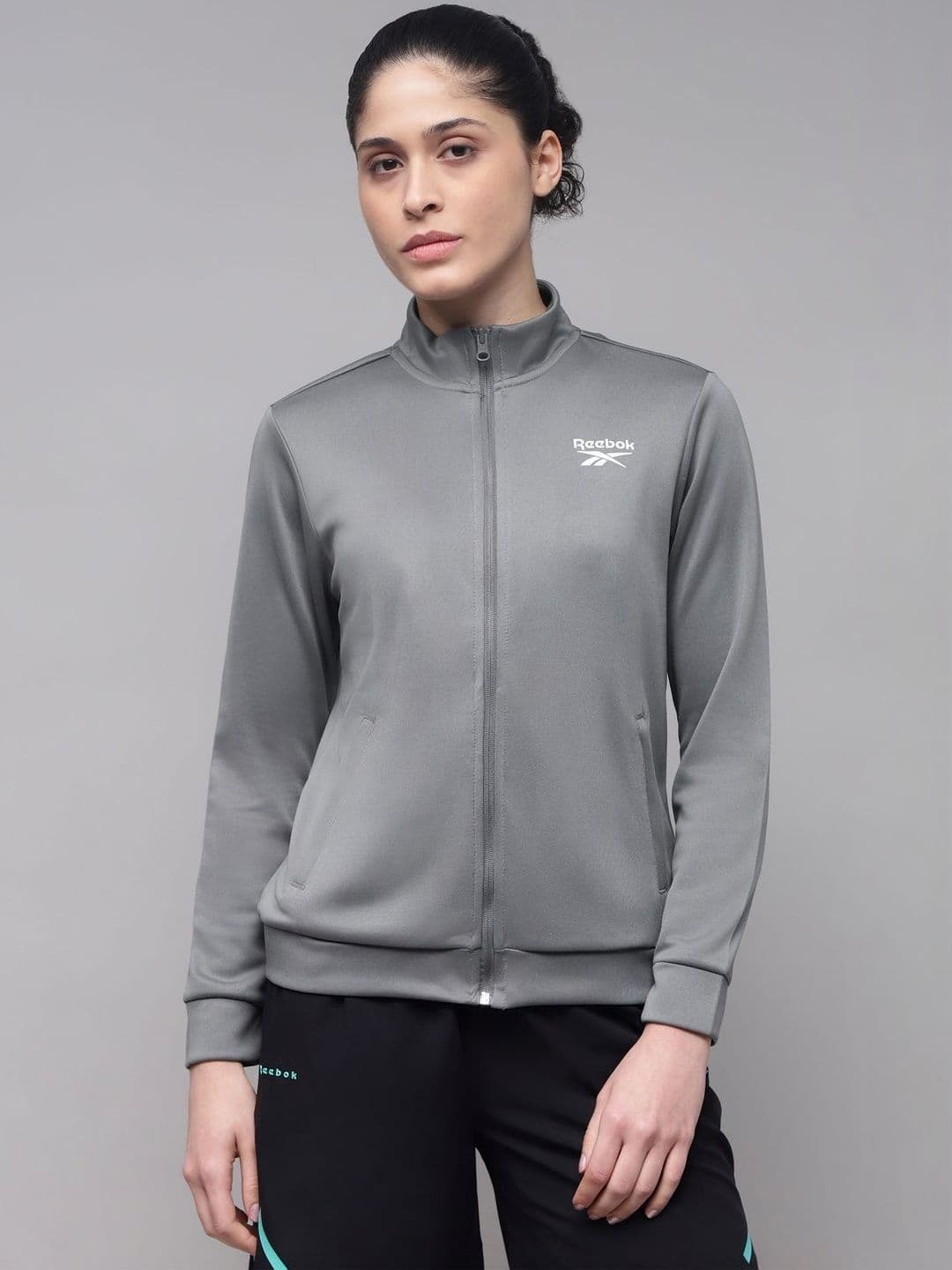 Reebok Polyester Mock Collar Open Front Jacket - view 1
