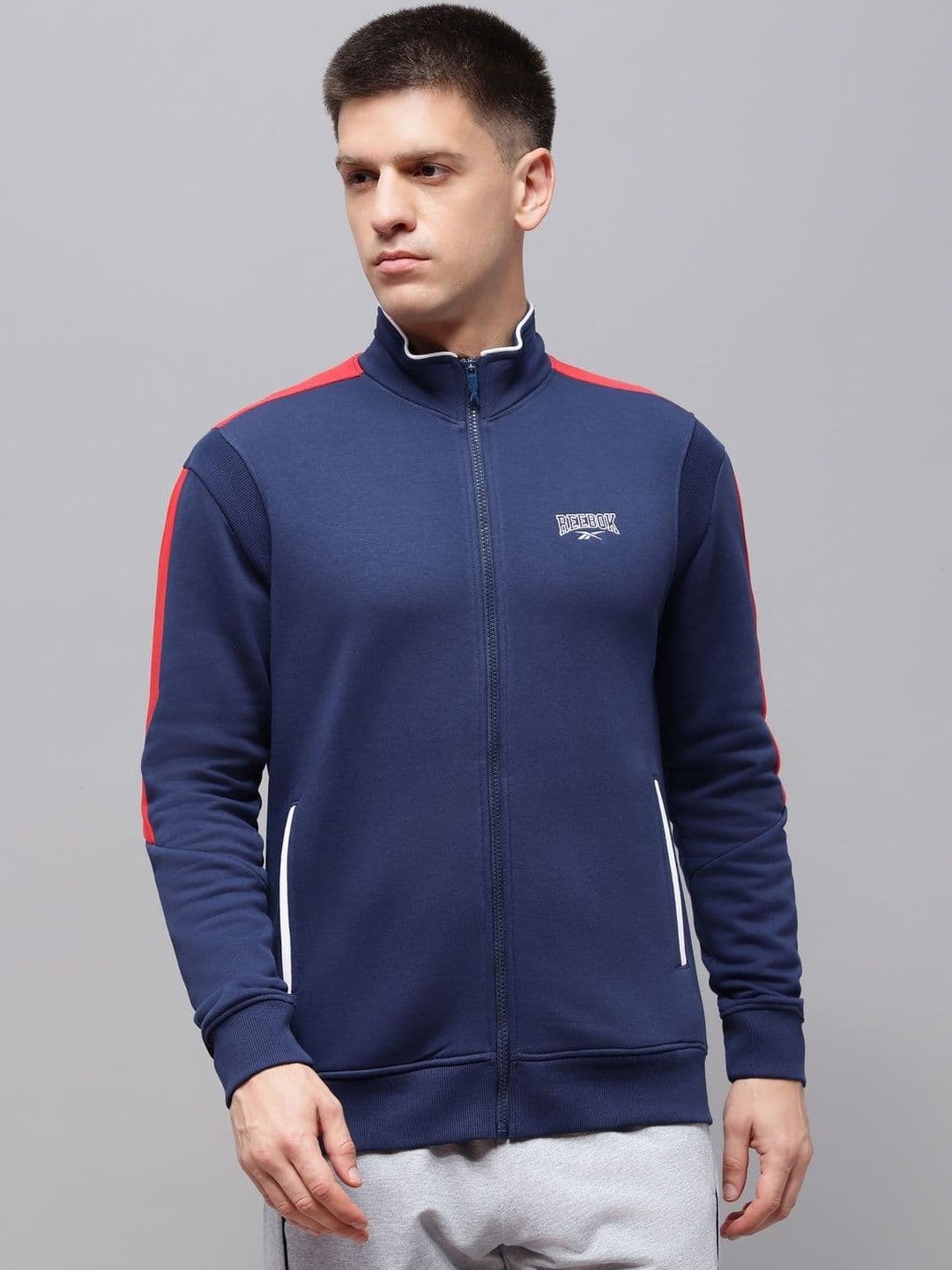 Reebok Cotton Mock Collar Open Front Jacket - view 1