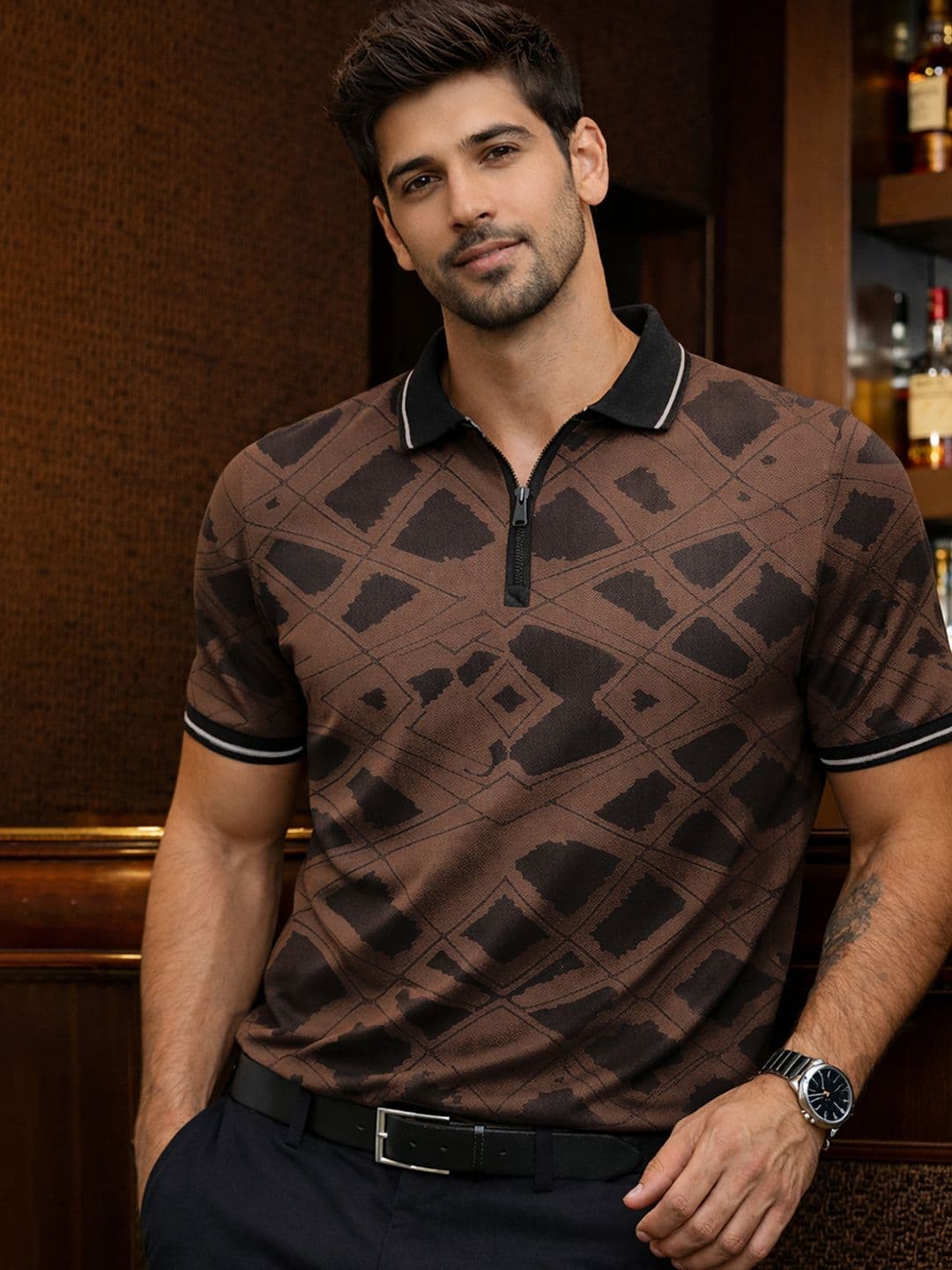 Force Graphic Printed Polo Collar T-shirt - view 1