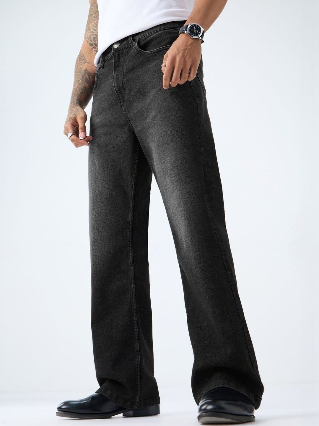 The Souled Store Men Bootcut Mid-Rise Light Fade Embroidered Stretchable Jeans - view 1