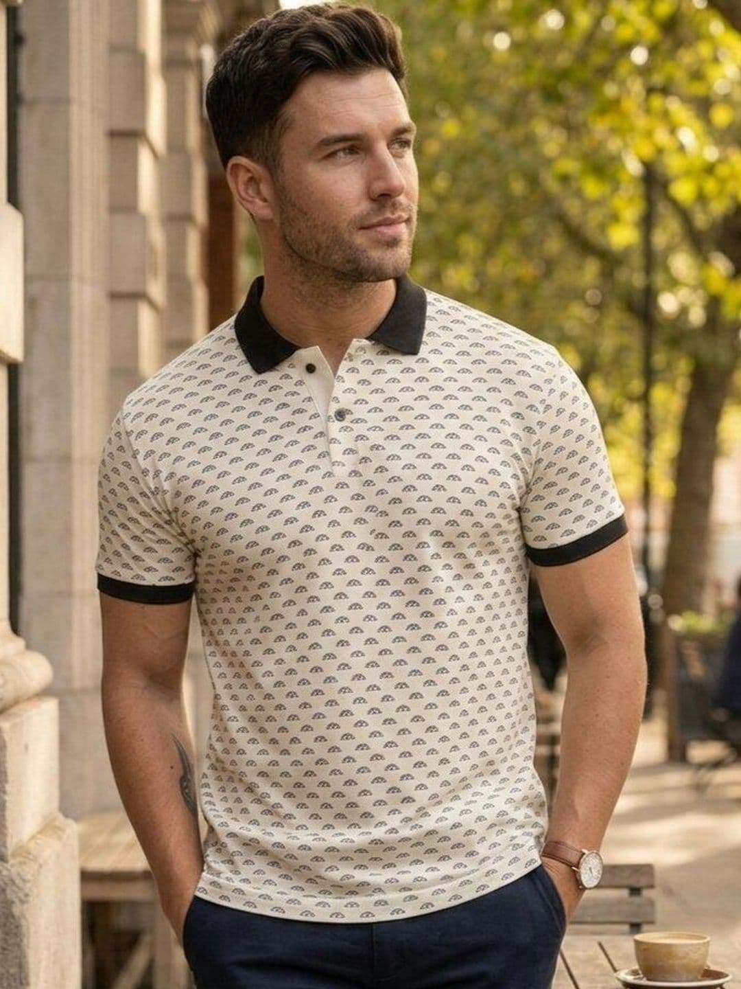 PYRO SPIRIT Men Cotton Polo Collar Short Sleeves Printed Tshirts - view 1
