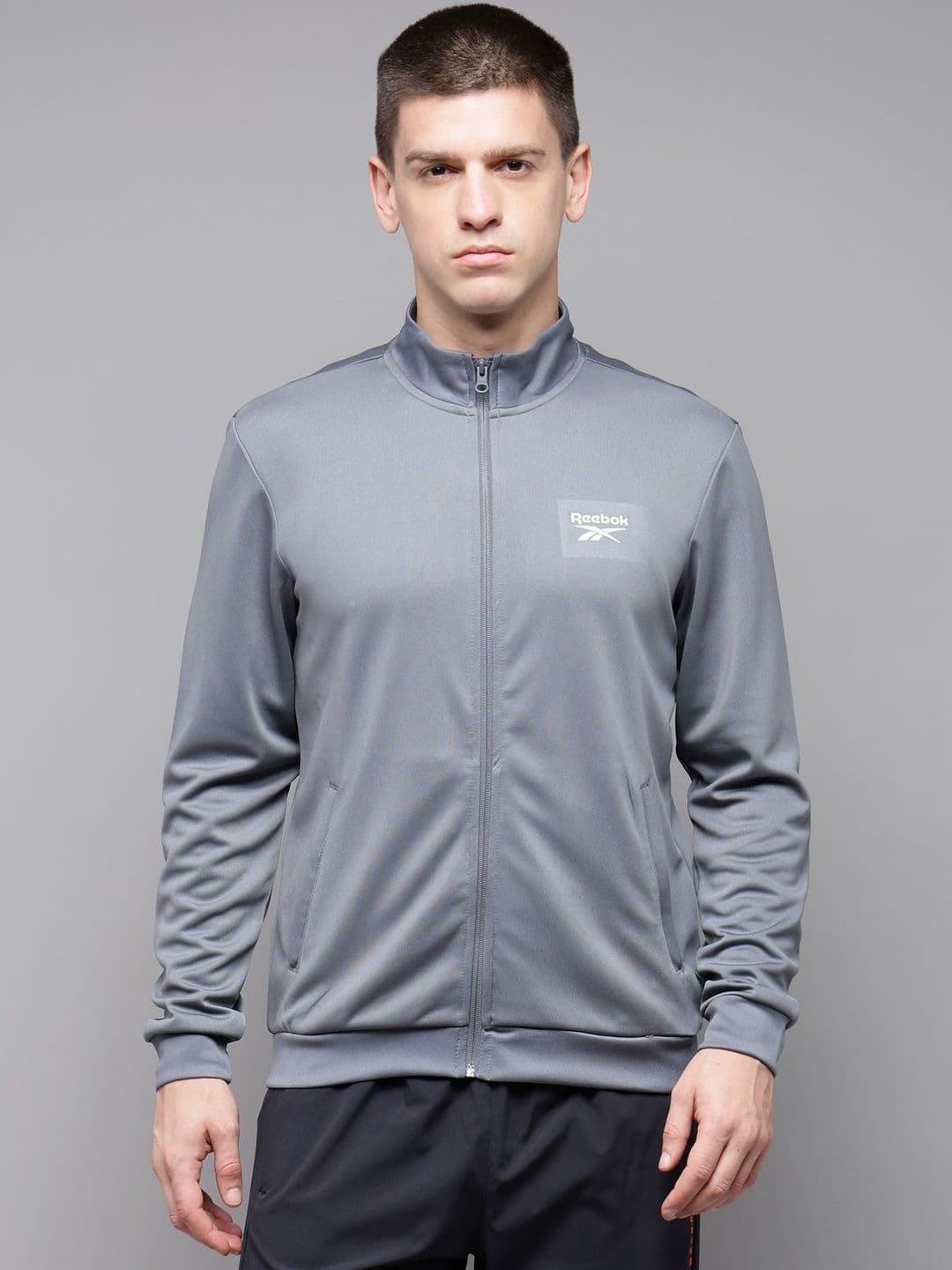Reebok Printed Mock Collar Open Front Jacket - view 1