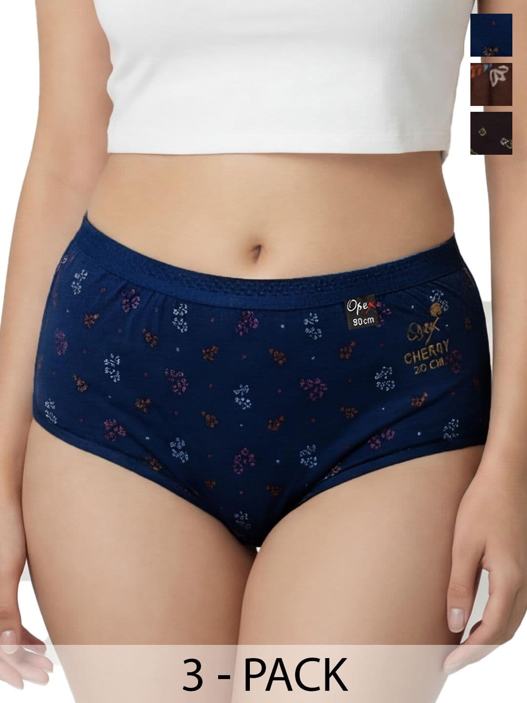 OPEX Women Pack of 3 Printed Assorted Cotton Basic Briefs - view 1