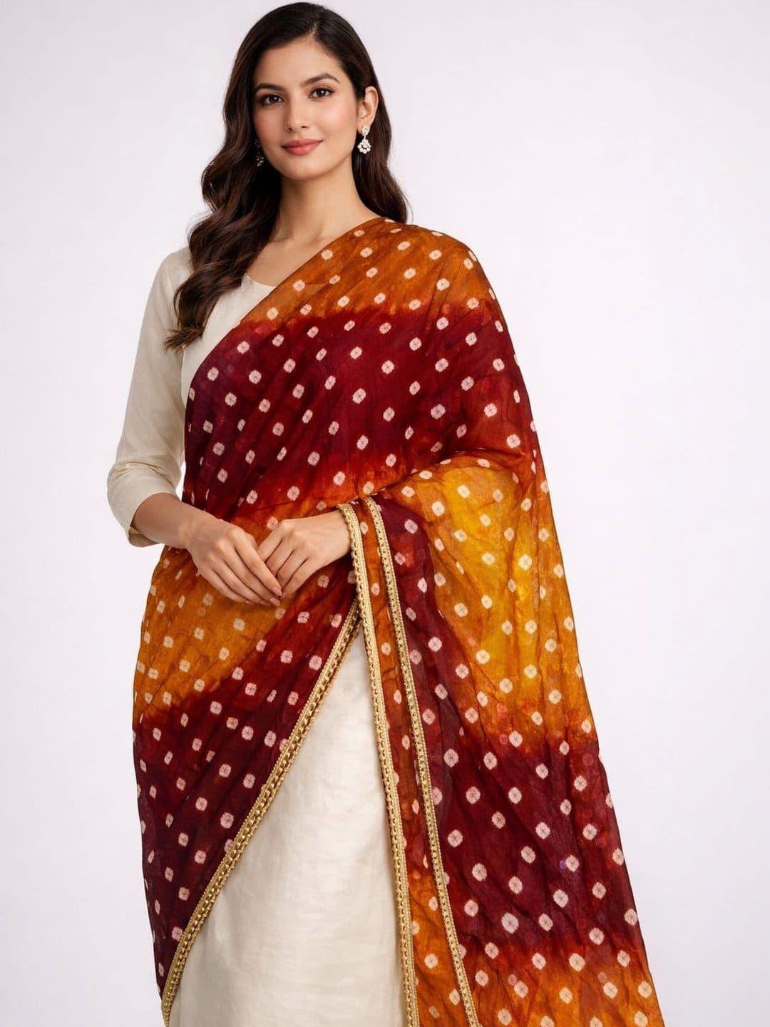 SAHINA DUPATTA Dyed Bandhani Dupatta with Zari - view 1