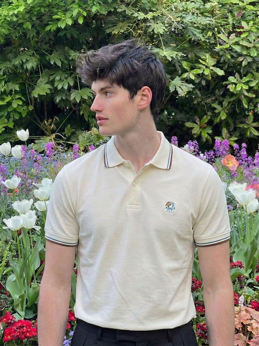 BLACK BUCK Brand Logo Polo Collar Short Sleeves Cotton T-shirt - view 1