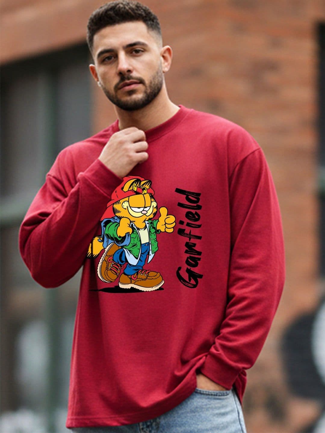 Kook N Keech X Minute Mirth Garfield Printed Cotton Oversized T-shirt - view 1