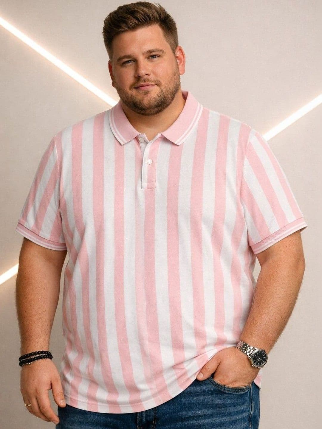 AUSTIVO Men Pink Colourblock Tshirts - view 1