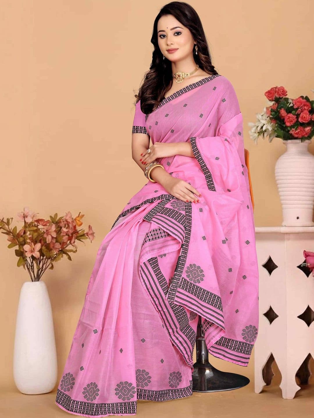 KAMDAR Ac Cotton Muga Mekhela Chador Saree - view 1