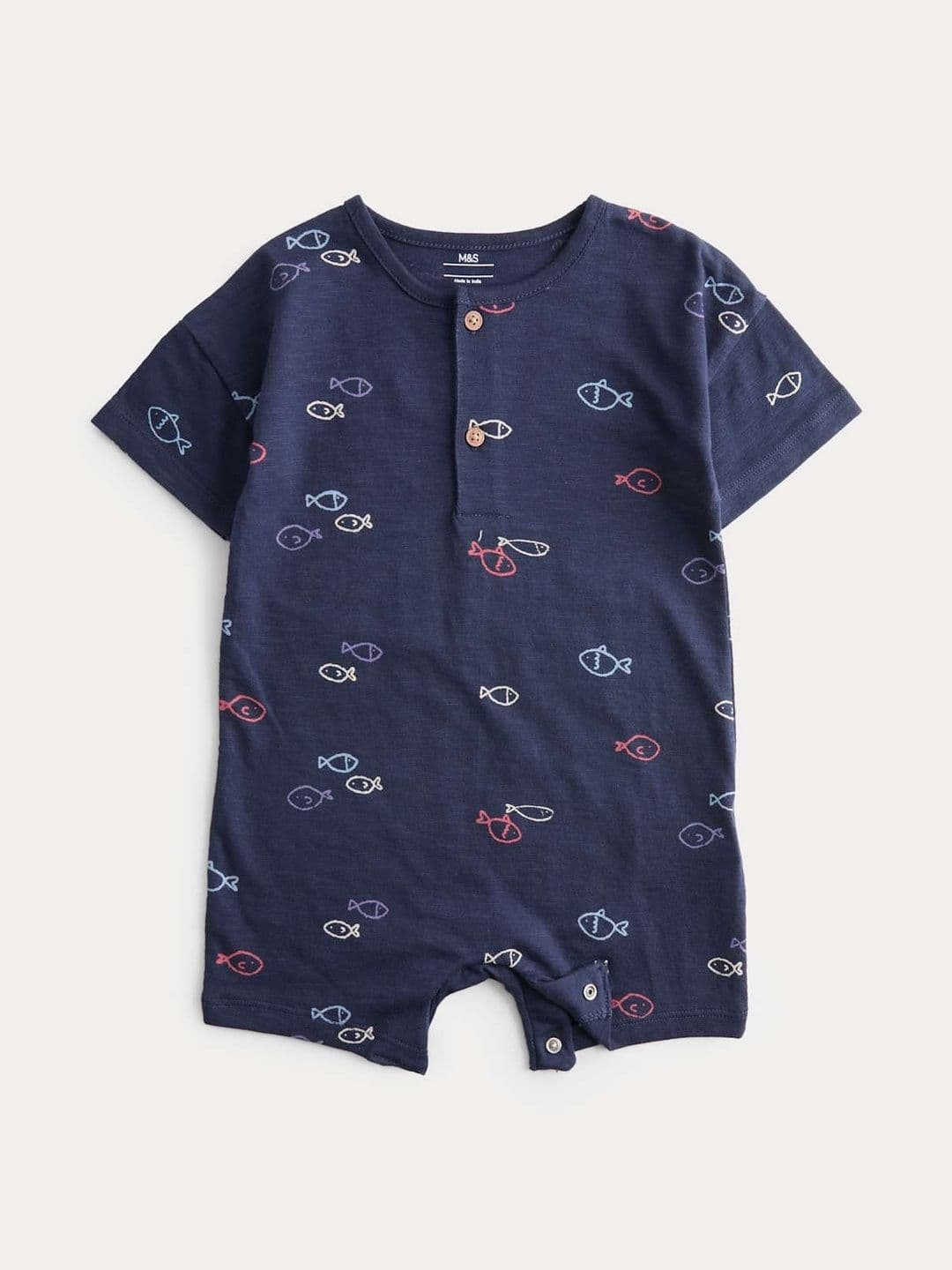 Marks & Spencer Pure Cotton Jersey Navy Fish Romper - view 1