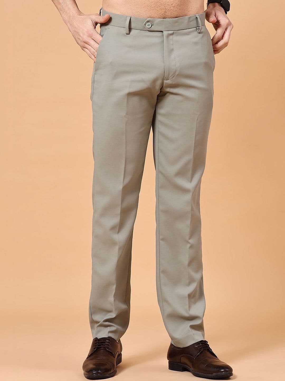V-Mart Men Solid Poly Viscose Formal Trousers - view 1