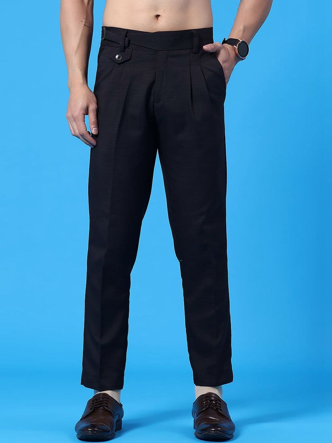 V-Mart Men Solid Poly Viscose Regular Formal Trousers - view 1