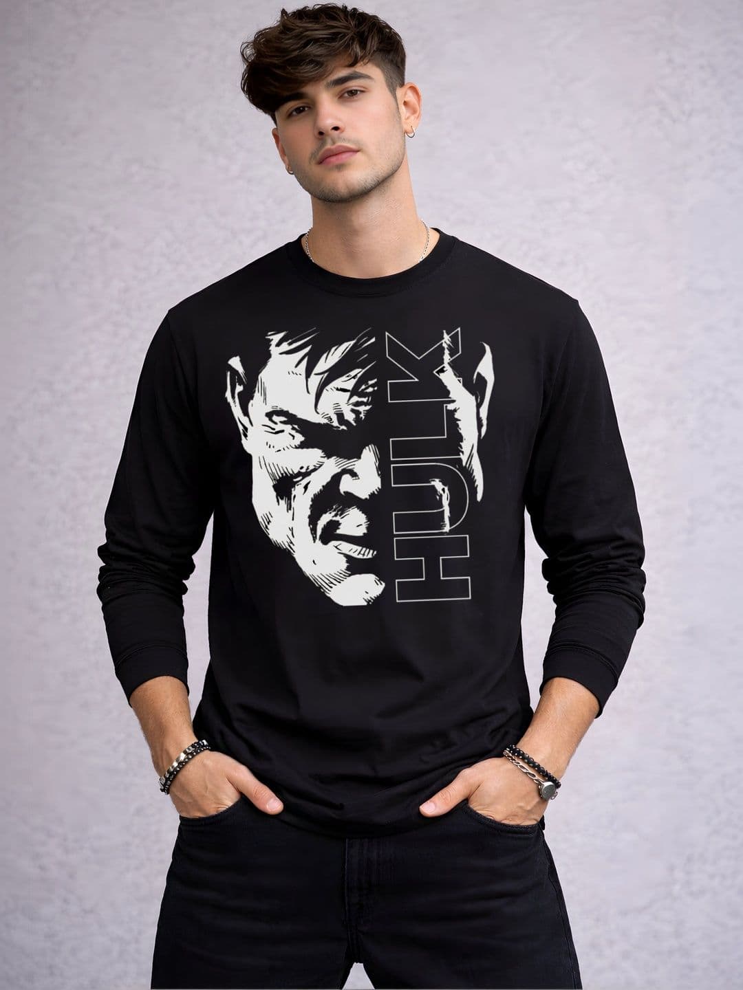 Be Crazy Graphic Printed Round Neck Full Sleeves Cotton T-shirt - view 1