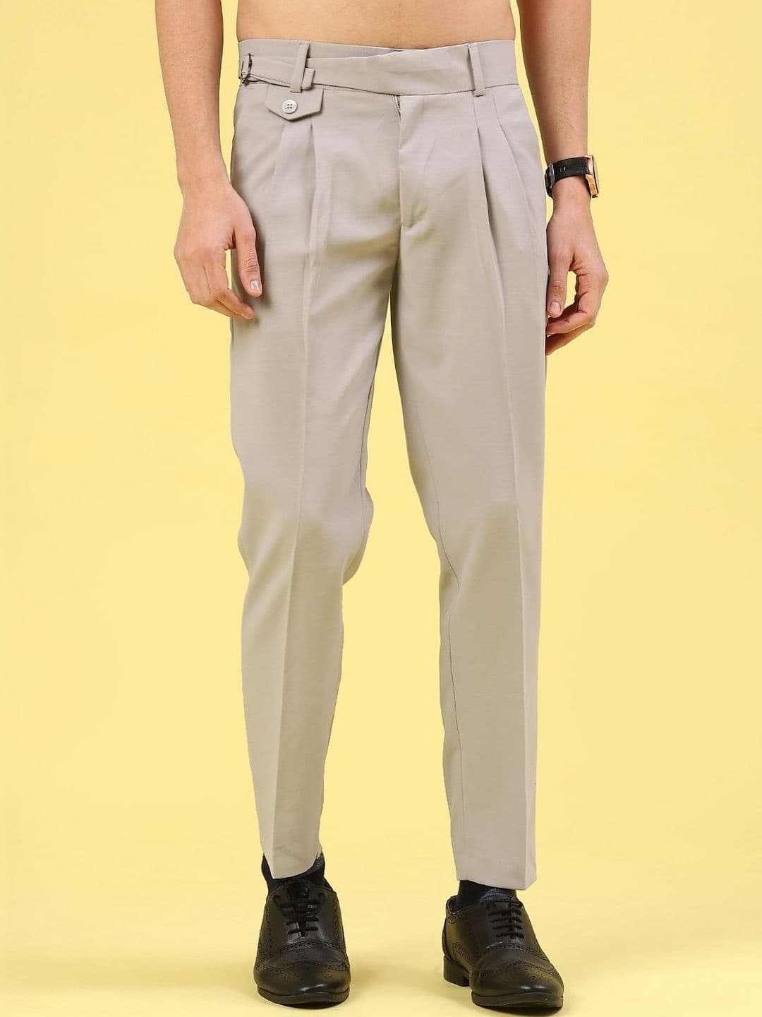 V-Mart Men Solid Poly Viscose Regular Formal Trousers - view 1