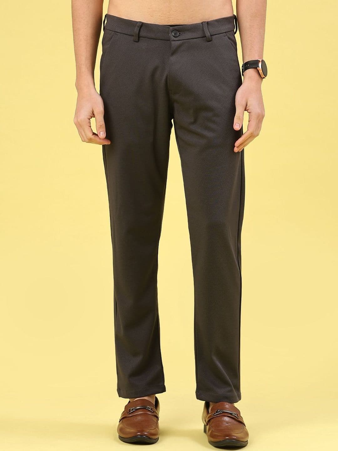V-Mart Men Self Design 4 Way Stretch Casual Trousers - view 1