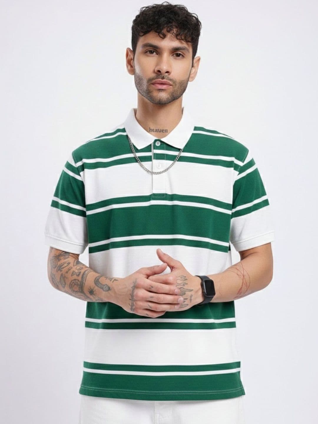 CLUB 44 Men Striped Polo Collar T-shirt - view 1