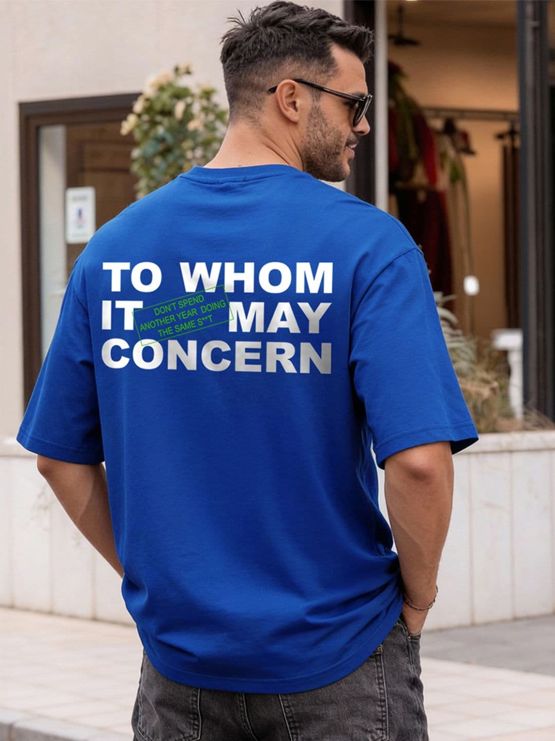 Bewakoof Men Blue Clock Typography Oversized T-shirt - view 1