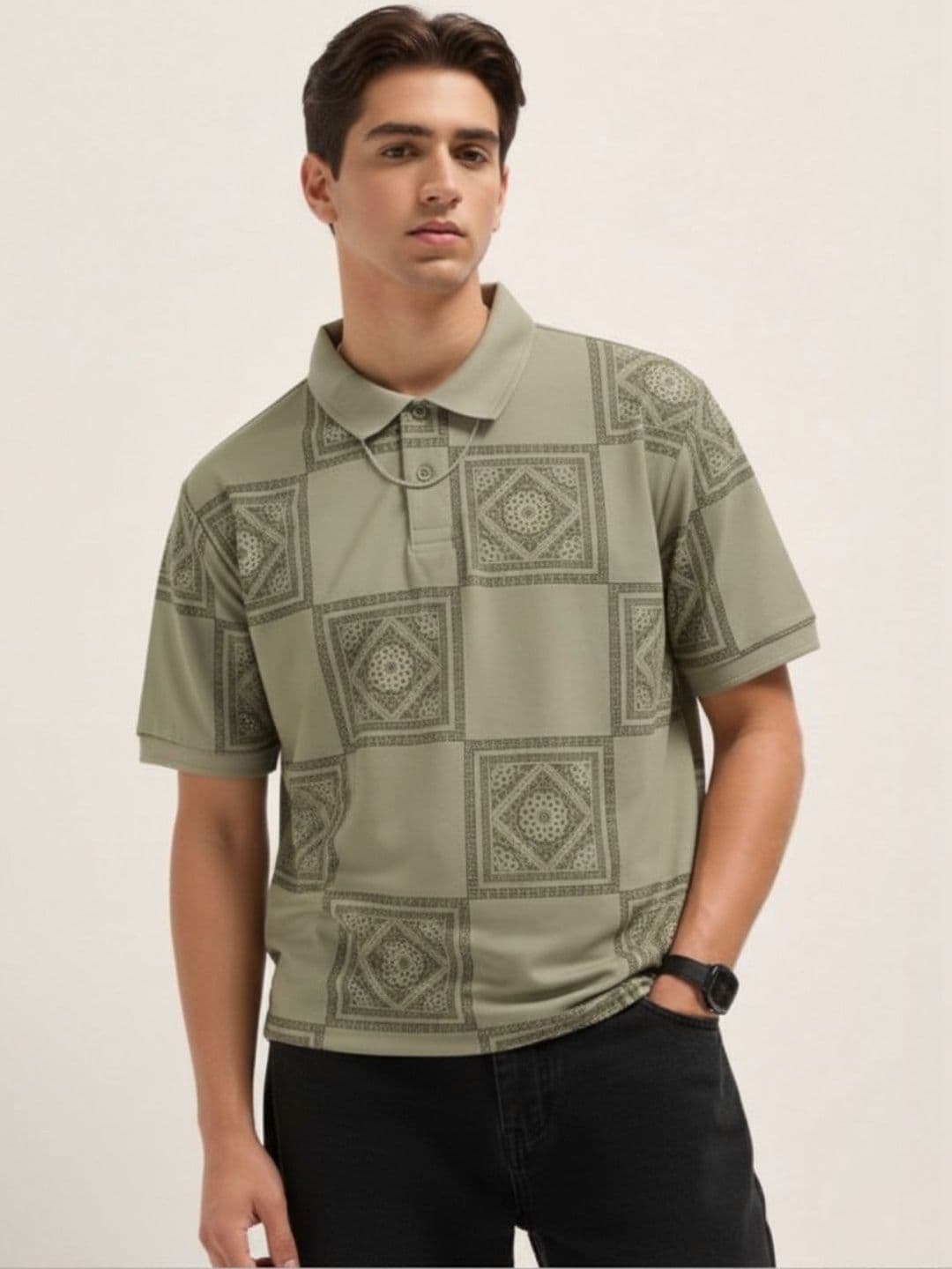 CLUB 44 Men Printed Polo Collar T-shirt - view 1