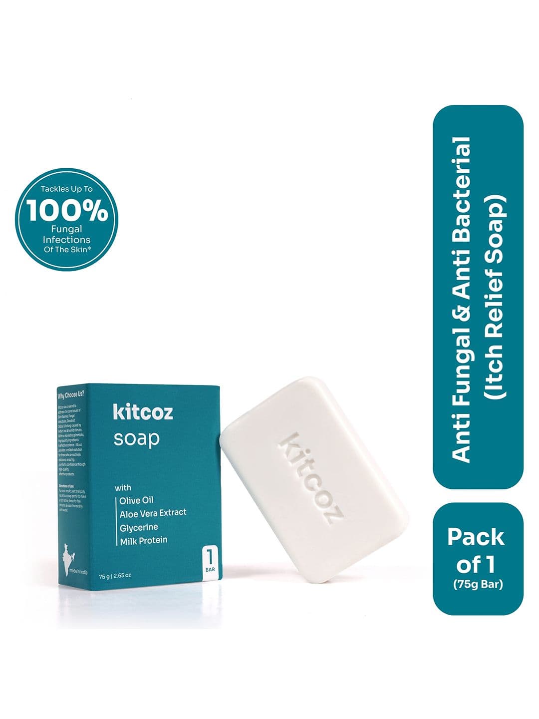 Kitcoz Anti Fungal & Anti Bacterial Soap for Fungal Infections & Itching - 75gm - view 1
